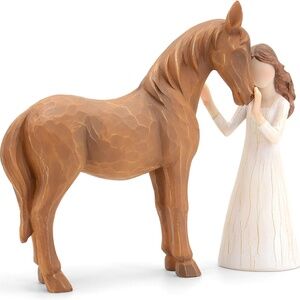 NWT GIRL/HORSE SCULPTED HAND PAINTED RESIN GIFT
